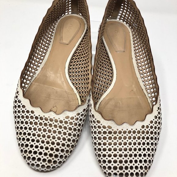 Chloe Lauren Perforated Scalloped Ballet Flats - Picture 4 of 10